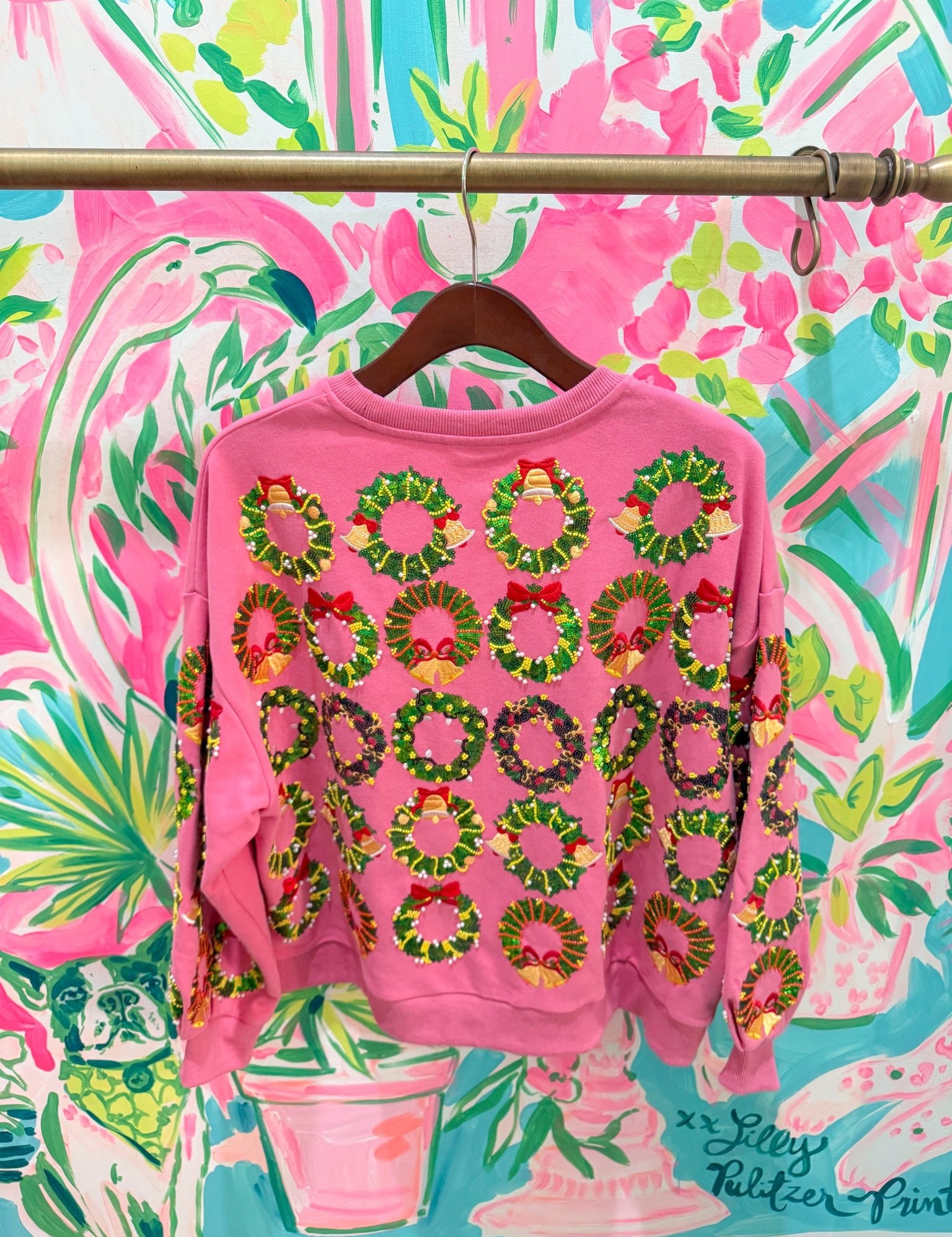 Hot Pink Multi Wreaths SweatshirtQueen of SparklesThe Printed Peach Savannah