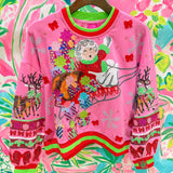 Hot Pink Vintage Mrs. Claus Sleigh SweatshirtQueen of SparklesThe Printed Peach Savannah