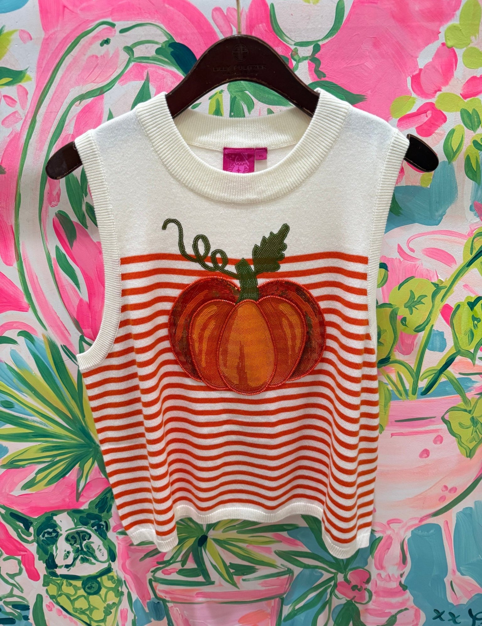 Ivory & Orange Striped Pumpkin Knit TankQueen of SparklesThe Printed Peach Savannah