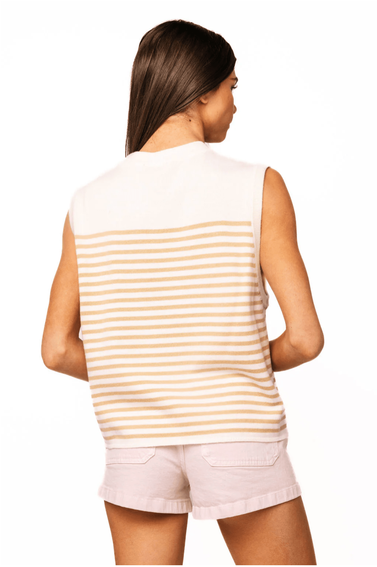 Ivory & Tan Striped Shell Knit TankWomen - Tops - TanksQueen of SparklesThe Printed Peach Savannah