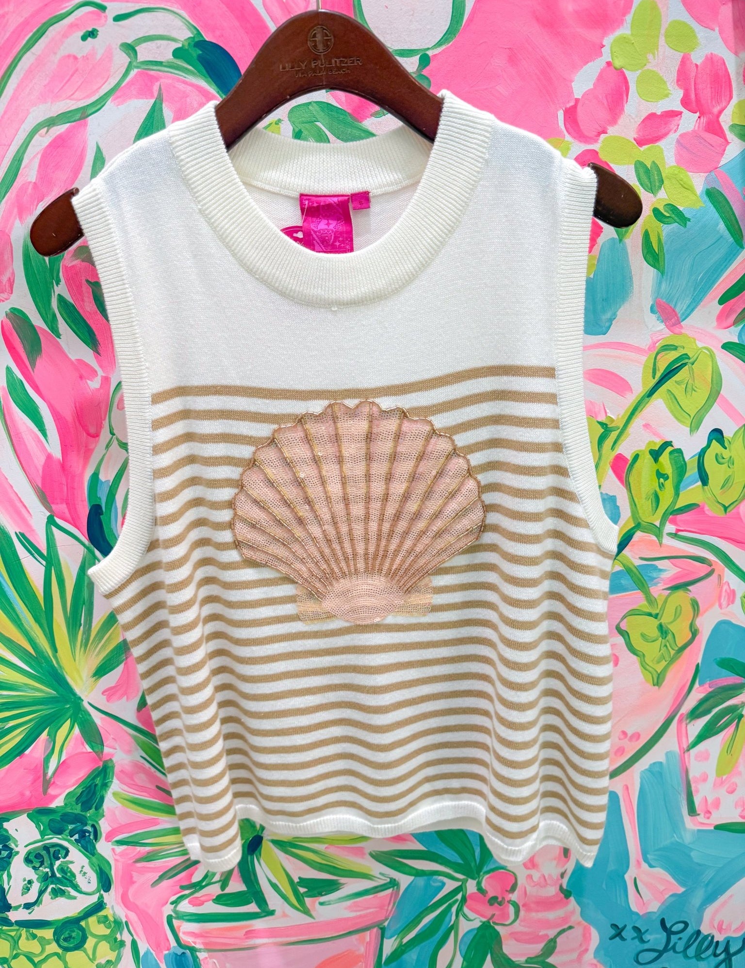 Ivory & Tan Striped Shell Knit TankWomen - Tops - TanksQueen of SparklesThe Printed Peach Savannah