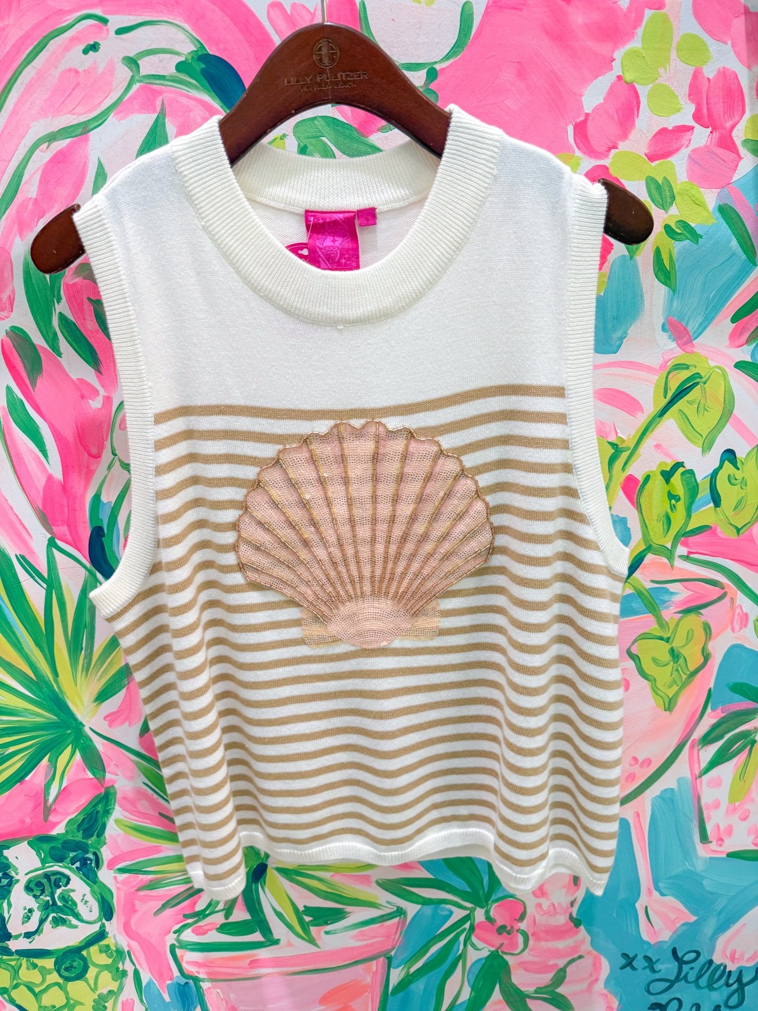 Ivory & Tan Striped Shell Knit TankWomen - Tops - TanksQueen of SparklesThe Printed Peach Savannah