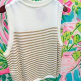 Ivory & Tan Striped Shell Knit TankWomen - Tops - TanksQueen of SparklesThe Printed Peach Savannah