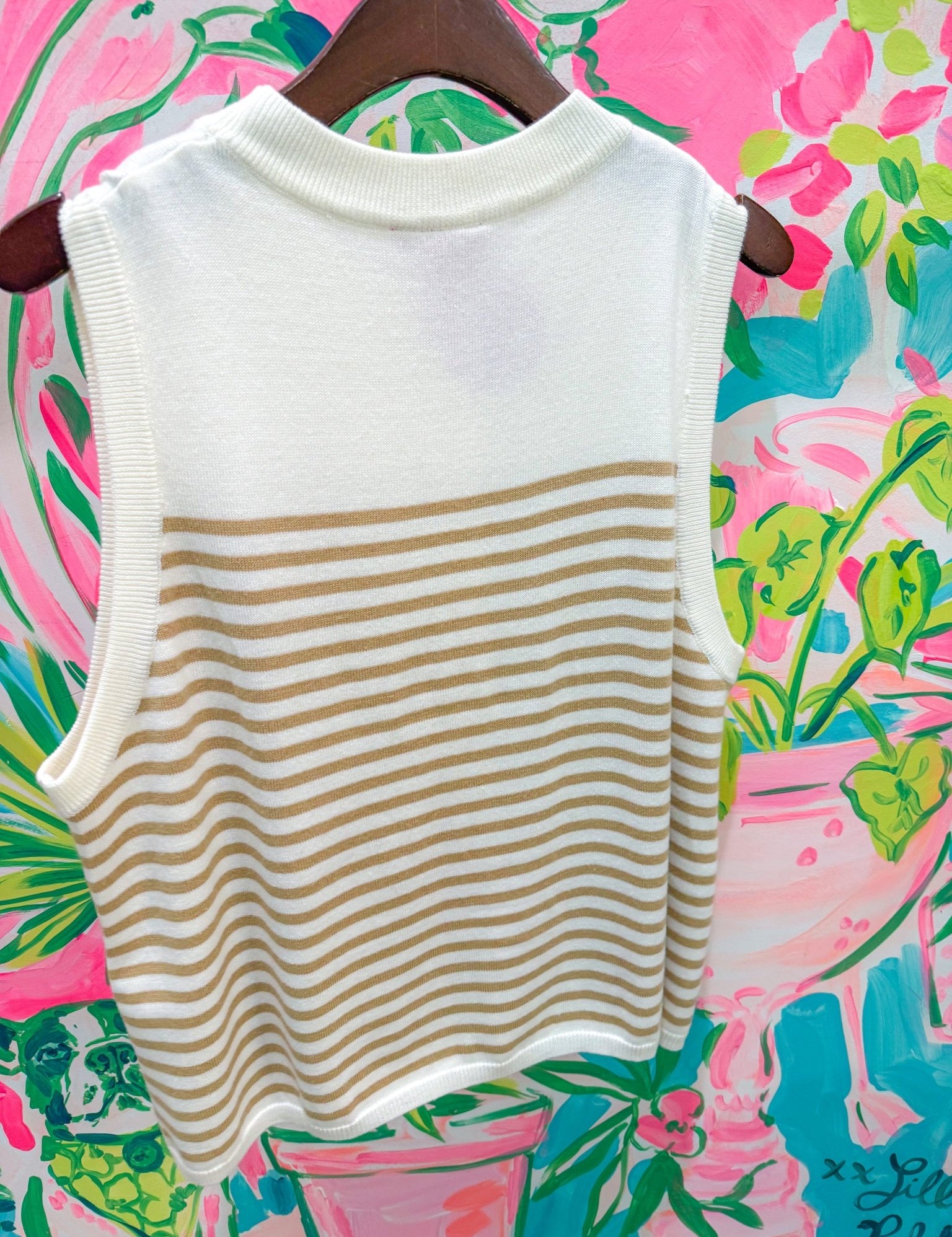 Ivory & Tan Striped Shell Knit TankWomen - Tops - TanksQueen of SparklesThe Printed Peach Savannah