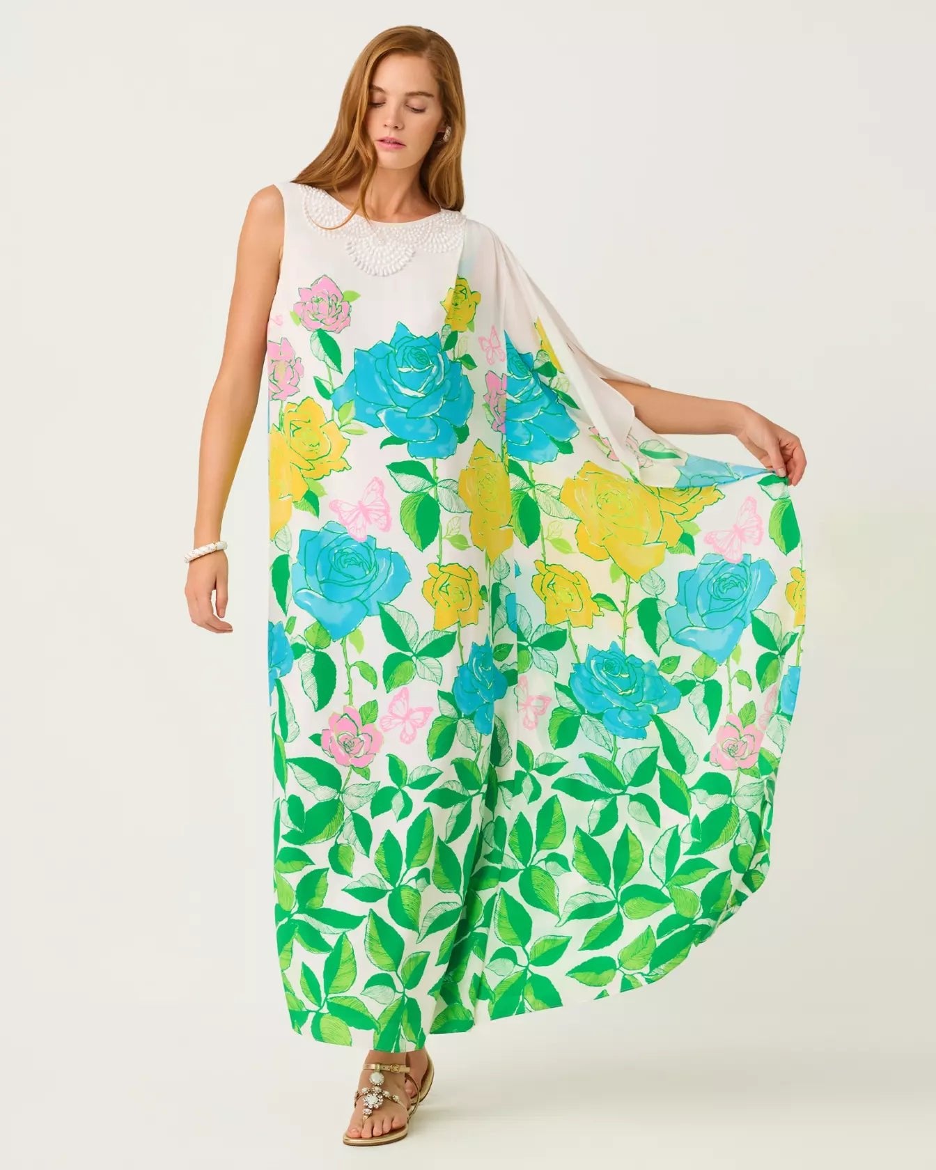 Jaida Silk Maxi CaftanLILLY PULITZERThe Printed Peach Savannah