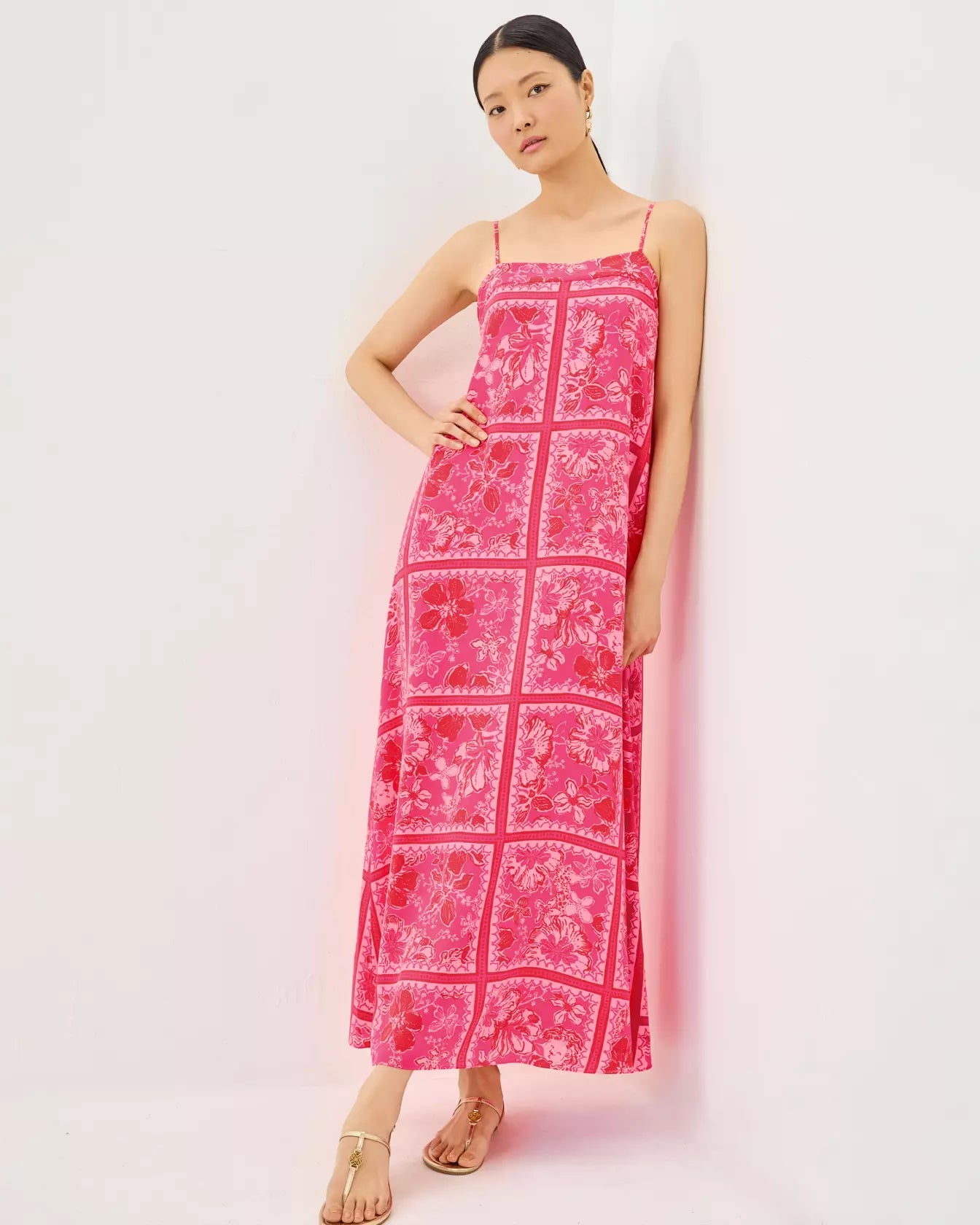 Jesslyn Silk Maxi Slip DressWomens - Dresses - Swing DressesLILLY PULITZERThe Printed Peach Savannah