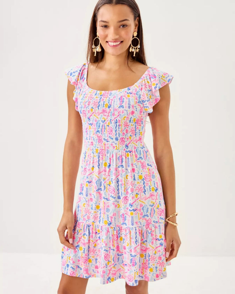 Jilly Smocked DressHeartland Retail ItemsLILLY PULITZERThe Printed Peach Savannah