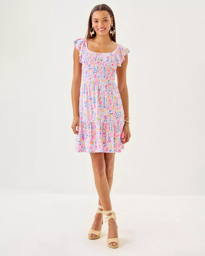 Jilly Smocked DressHeartland Retail ItemsLILLY PULITZERThe Printed Peach Savannah