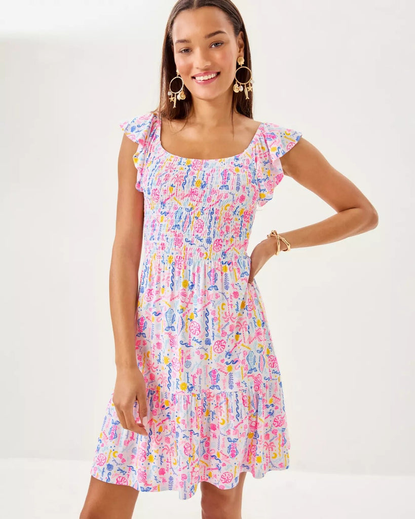 Jilly Smocked DressHeartland Retail ItemsLILLY PULITZERThe Printed Peach Savannah