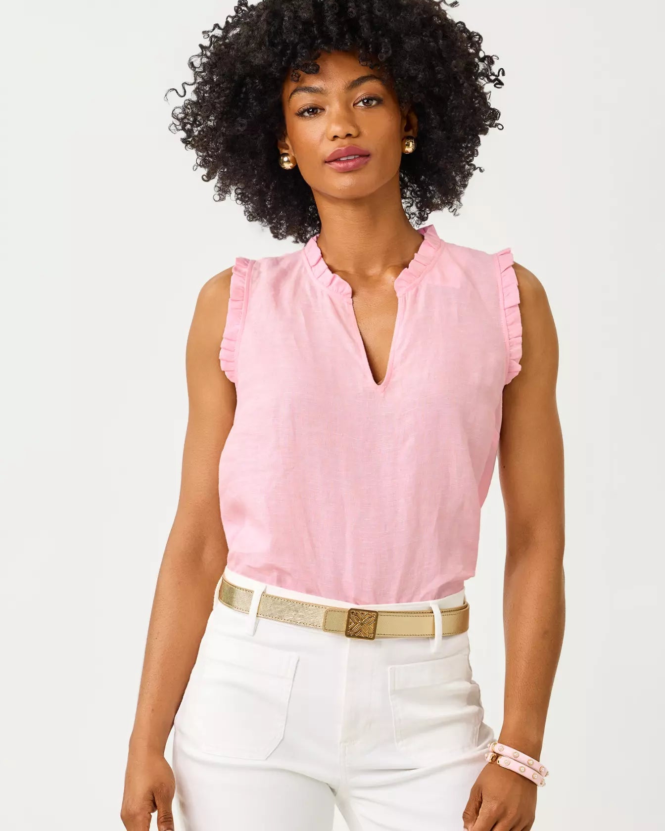 Kavalla Sleeveless Ruffle TopWomen - Tops - TanksLILLY PULITZERThe Printed Peach Savannah