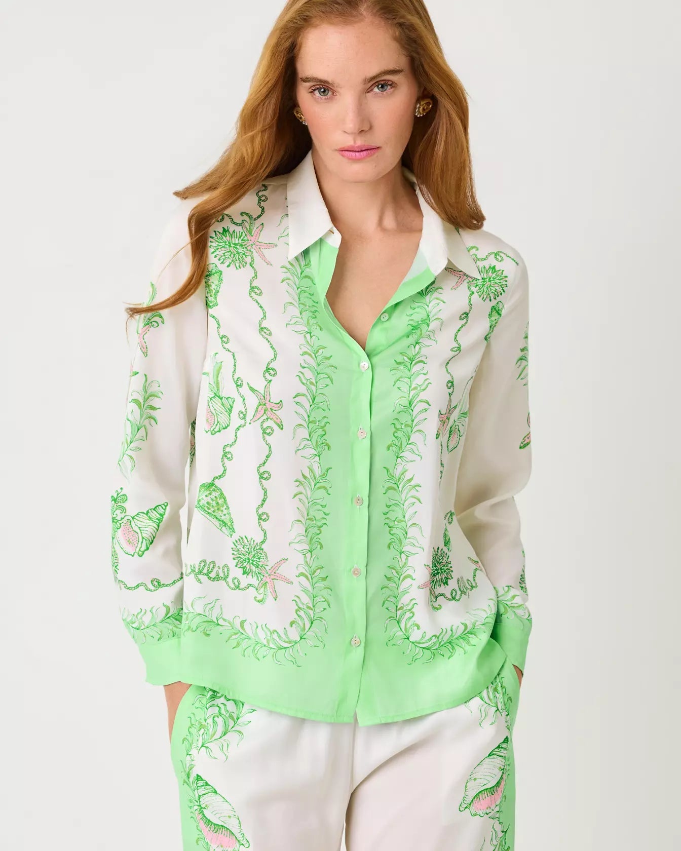 Koko Button DownWomen - Tops - Tunics & ShirtsLILLY PULITZERThe Printed Peach Savannah