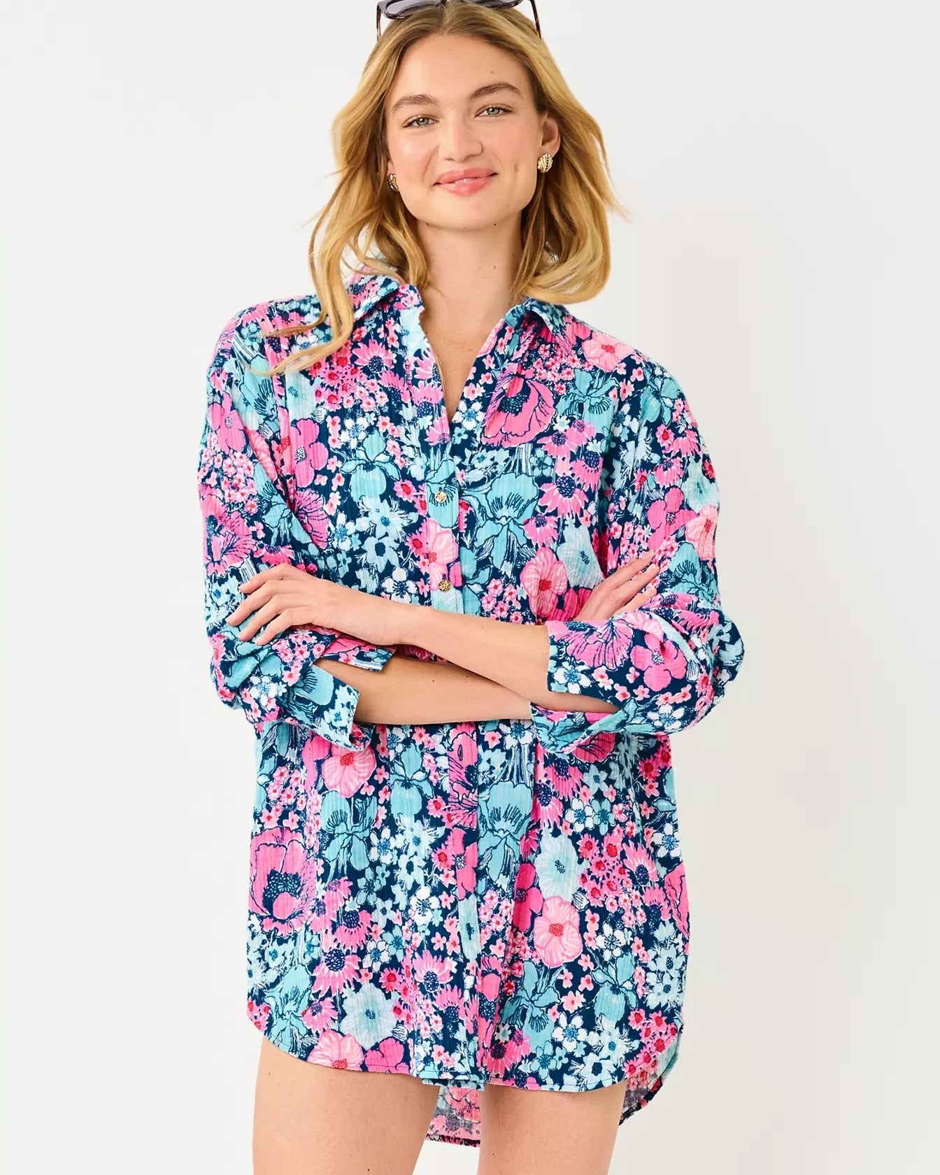 Kwitney Long Sleeve Cotton Cover - UpWomen - Swim - Cover UpsLILLY PULITZERThe Printed Peach Savannah