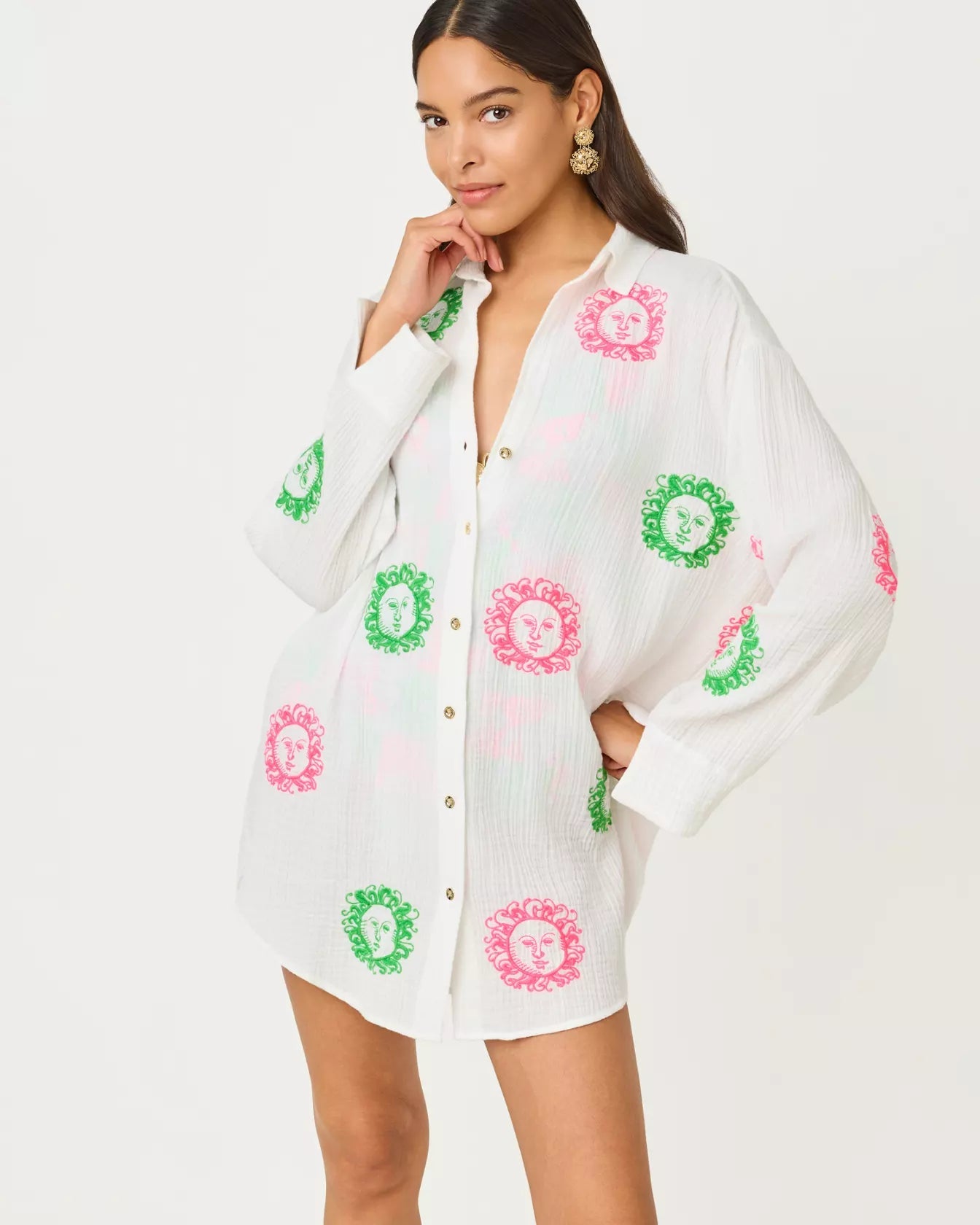 Kwitney Long Sleeve Cover - UpWomen - Swim - Cover UpsLILLY PULITZERThe Printed Peach Savannah