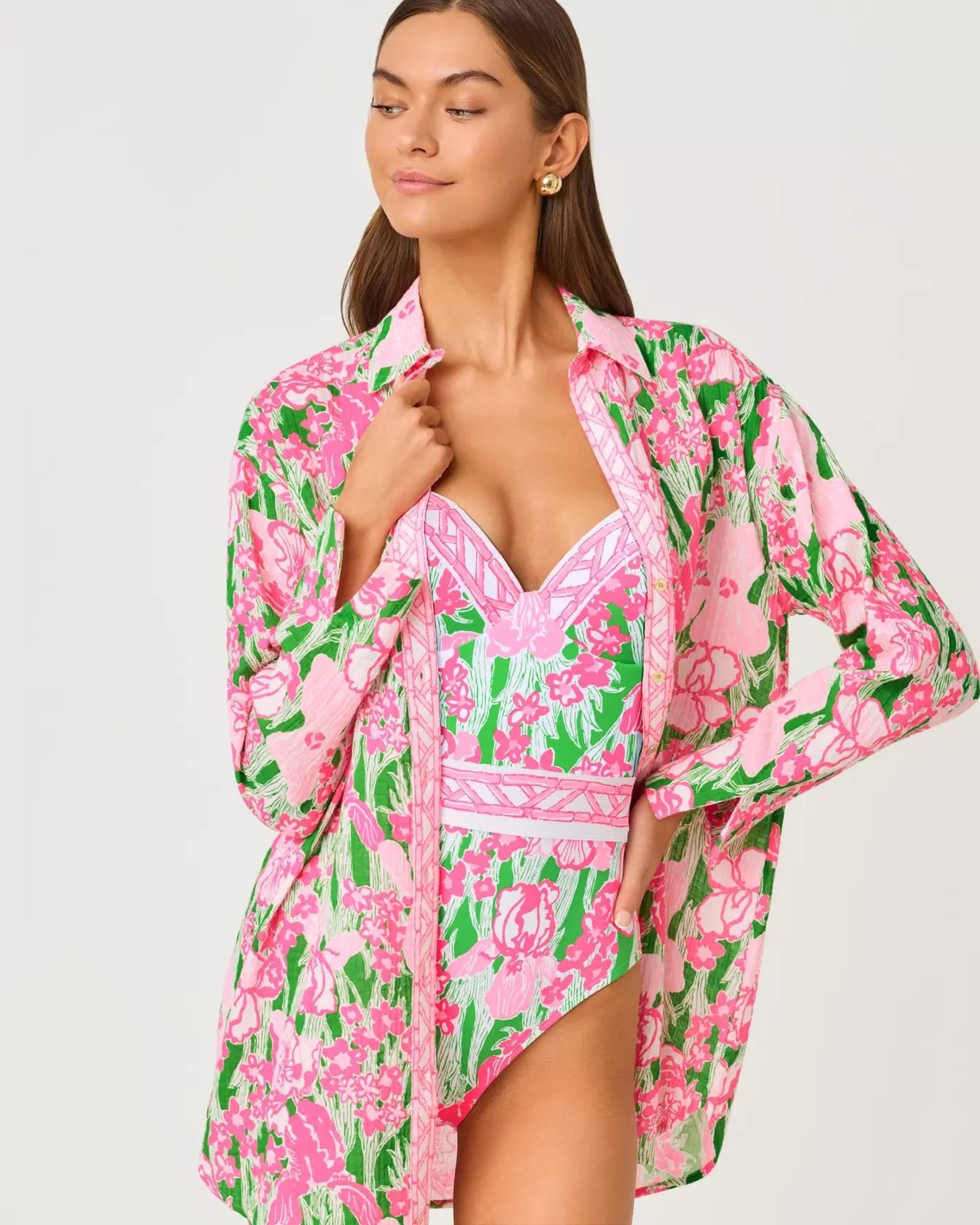 Kwitney Long - Sleeve CoverupSwim - Cover UpsLILLY PULITZERThe Printed Peach Savannah
