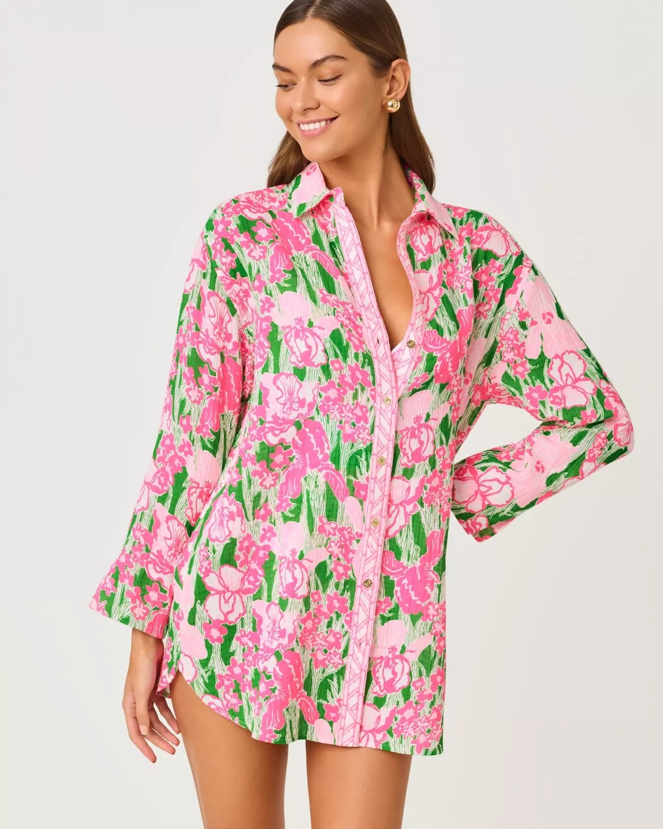 Kwitney Long - Sleeve CoverupSwim - Cover UpsLILLY PULITZERThe Printed Peach Savannah