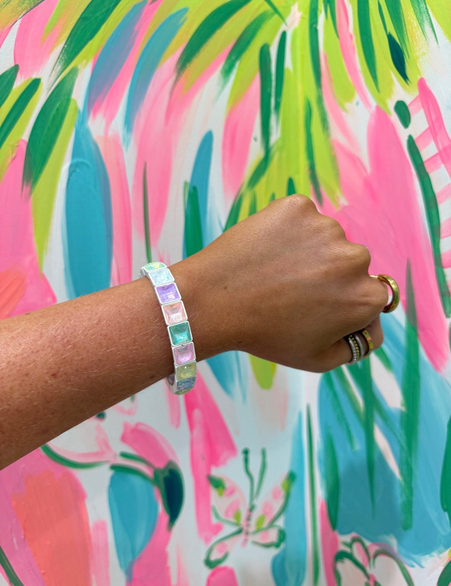 Large Square Enamel Stretch BraceletJewelryThe Printed Peach Savannah