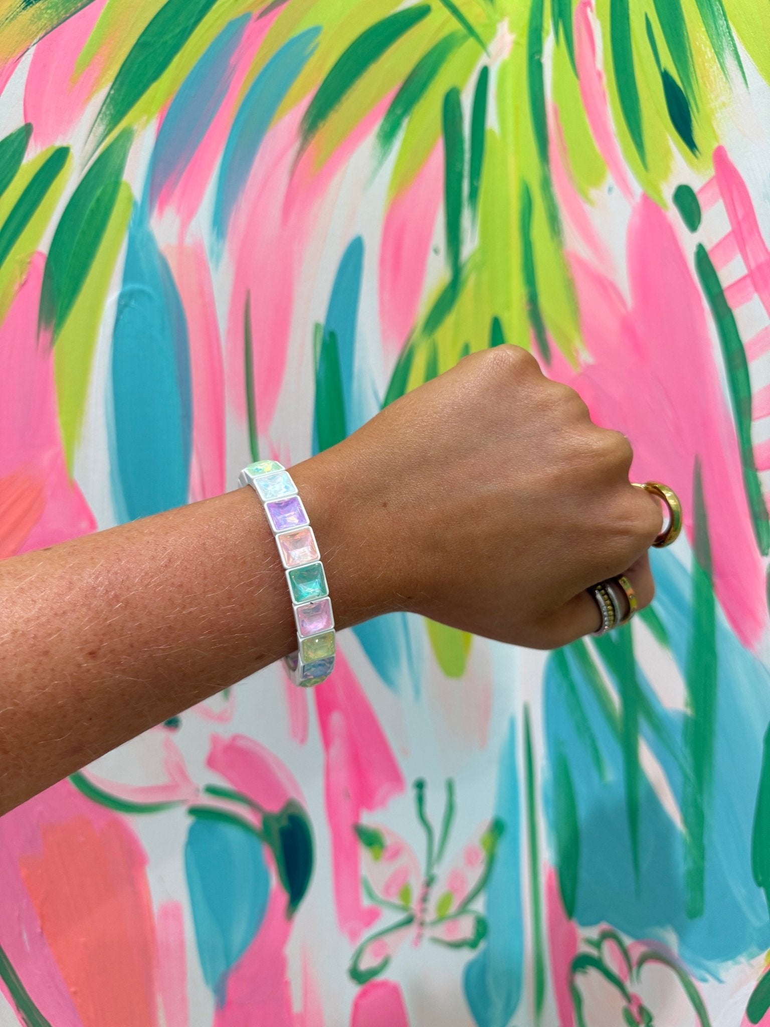 Large Square Enamel Stretch BraceletJewelryThe Printed Peach Savannah