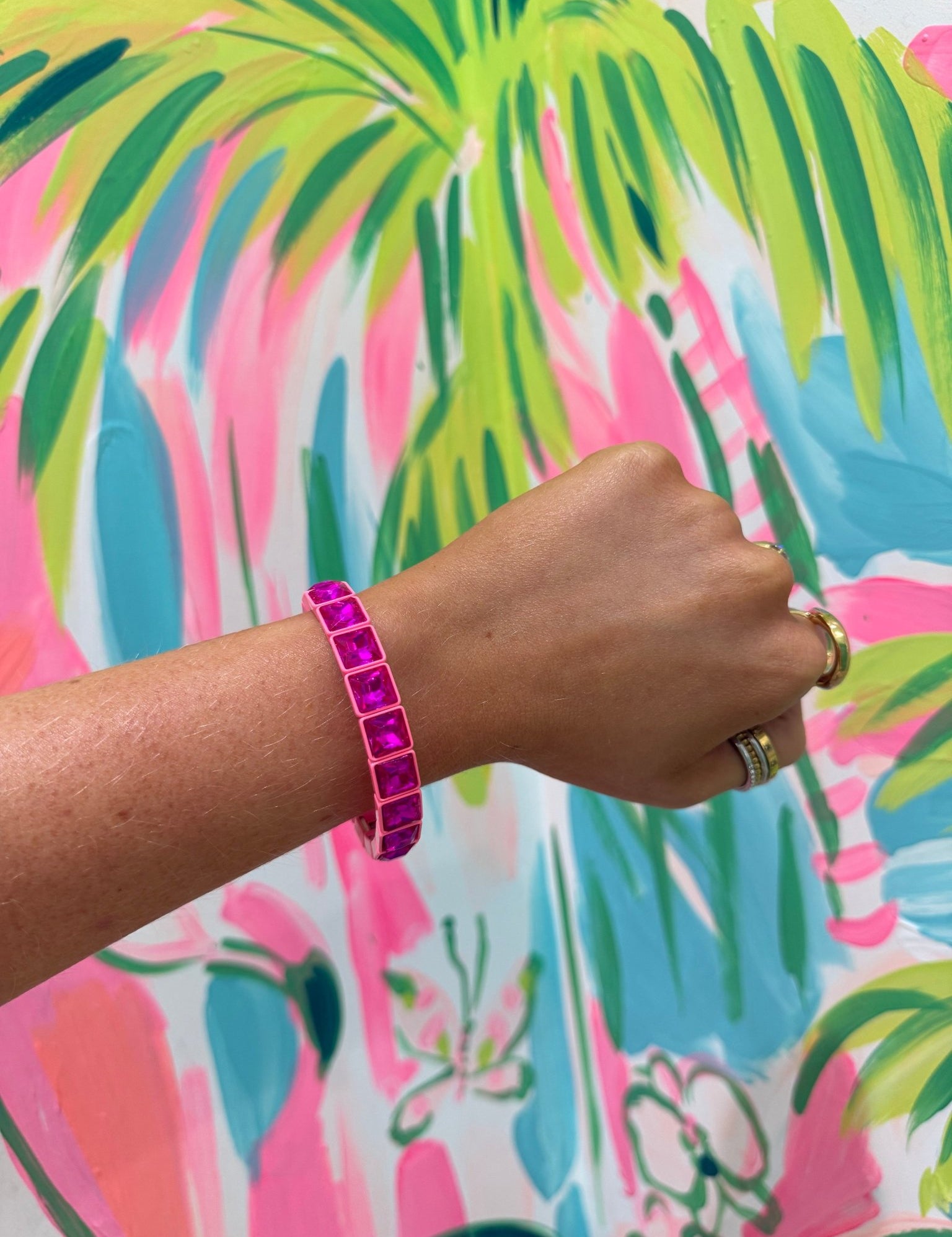 Large Square Enamel Stretch BraceletJewelryThe Printed Peach Savannah