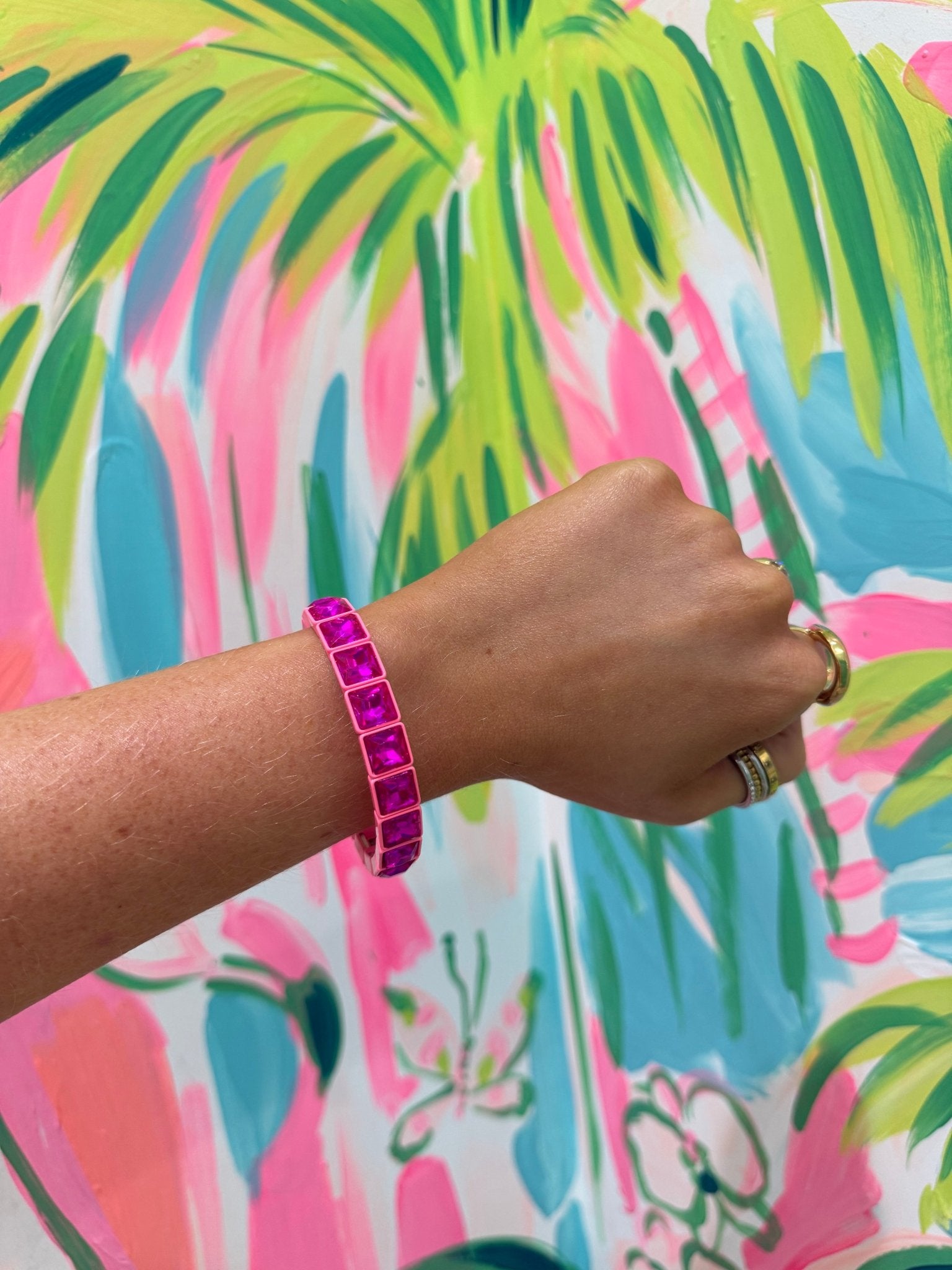 Large Square Enamel Stretch BraceletJewelryThe Printed Peach Savannah