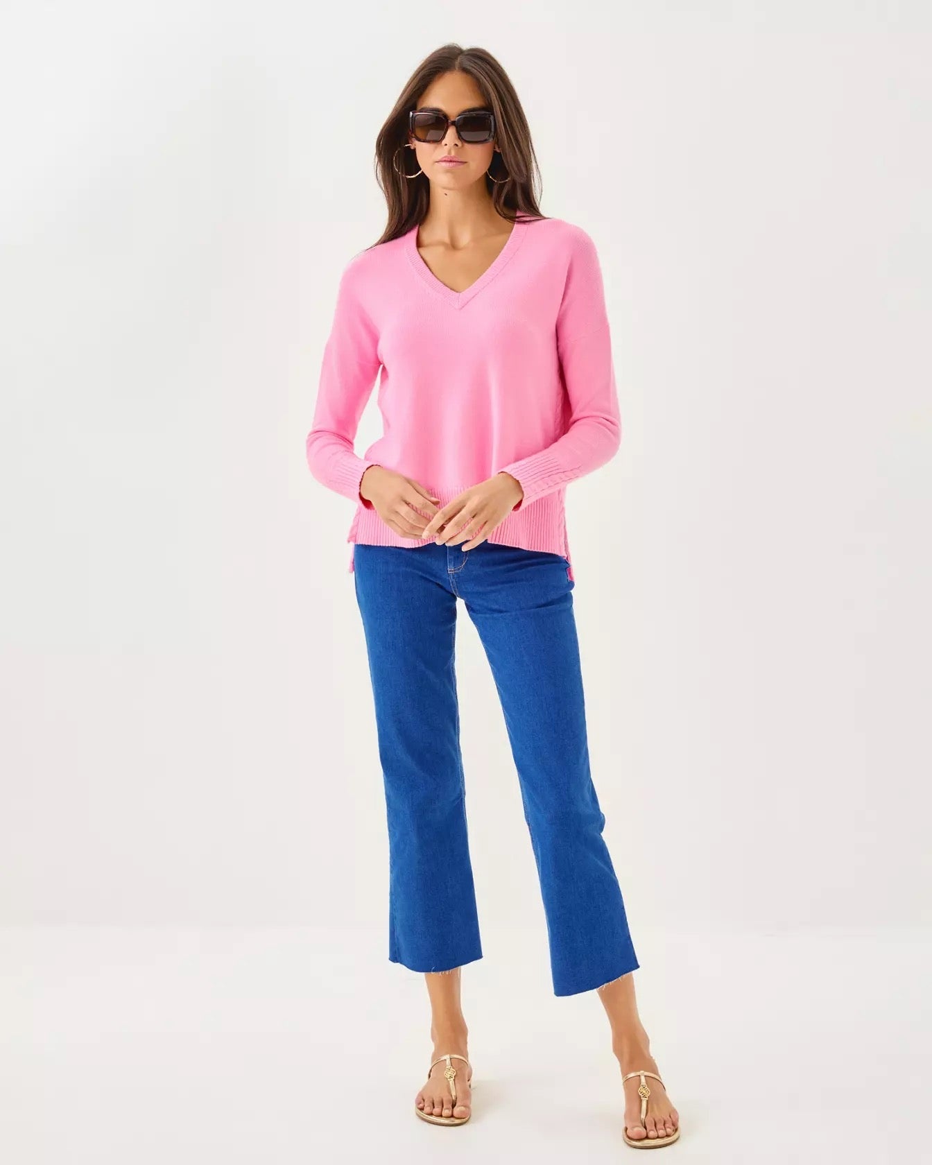 Laureen V - Neck SweaterWomens - Sweaters & Cardigans - Pullover SweatersLILLY PULITZERThe Printed Peach Savannah