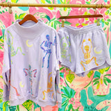 Lavender Multi Dancing Skeleton ShortWomens - Bottoms - ShortsQueen of SparklesThe Printed Peach Savannah