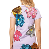 Lavender Oversized Colorful Sequin Flower Short Sleeve DressQueen of SparklesThe Printed Peach Savannah