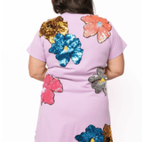 Lavender Oversized Colorful Sequin Flower Short Sleeve DressWomen - Dresses - Straight DressesQueen of SparklesThe Printed Peach Savannah