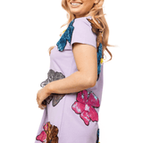Lavender Oversized Colorful Sequin Flower Short Sleeve DressQueen of SparklesThe Printed Peach Savannah