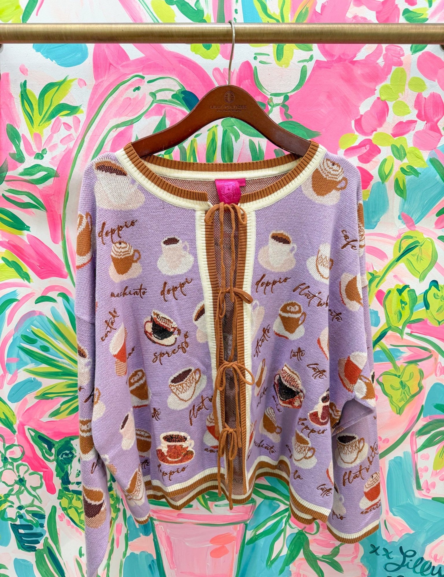 Lavender Types of Coffee Tie SweaterQueen of SparklesThe Printed Peach Savannah