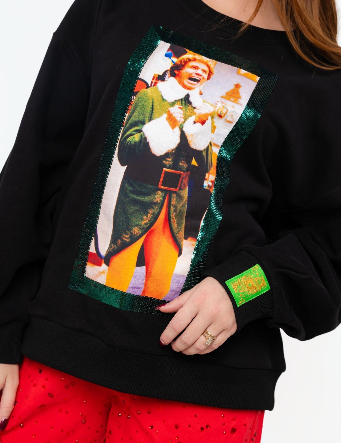 Licensed Black Buddy Yelling Screenprint SweatshirtQueen of SparklesThe Printed Peach Savannah