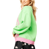 Licensed Green & Pink Colorblock Character Profile 'Wicked' SweatshirtWomens - Tops - Sweatshirts & PopoversQueen of SparklesThe Printed Peach Savannah