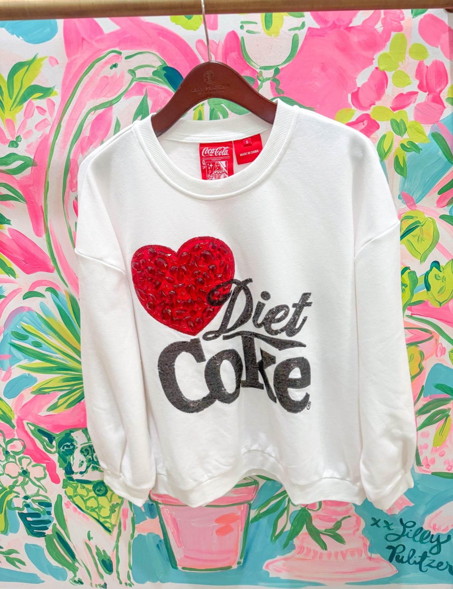 Licensed White 'I Love Diet Coke' SweatshirtQueen of SparklesThe Printed Peach Savannah