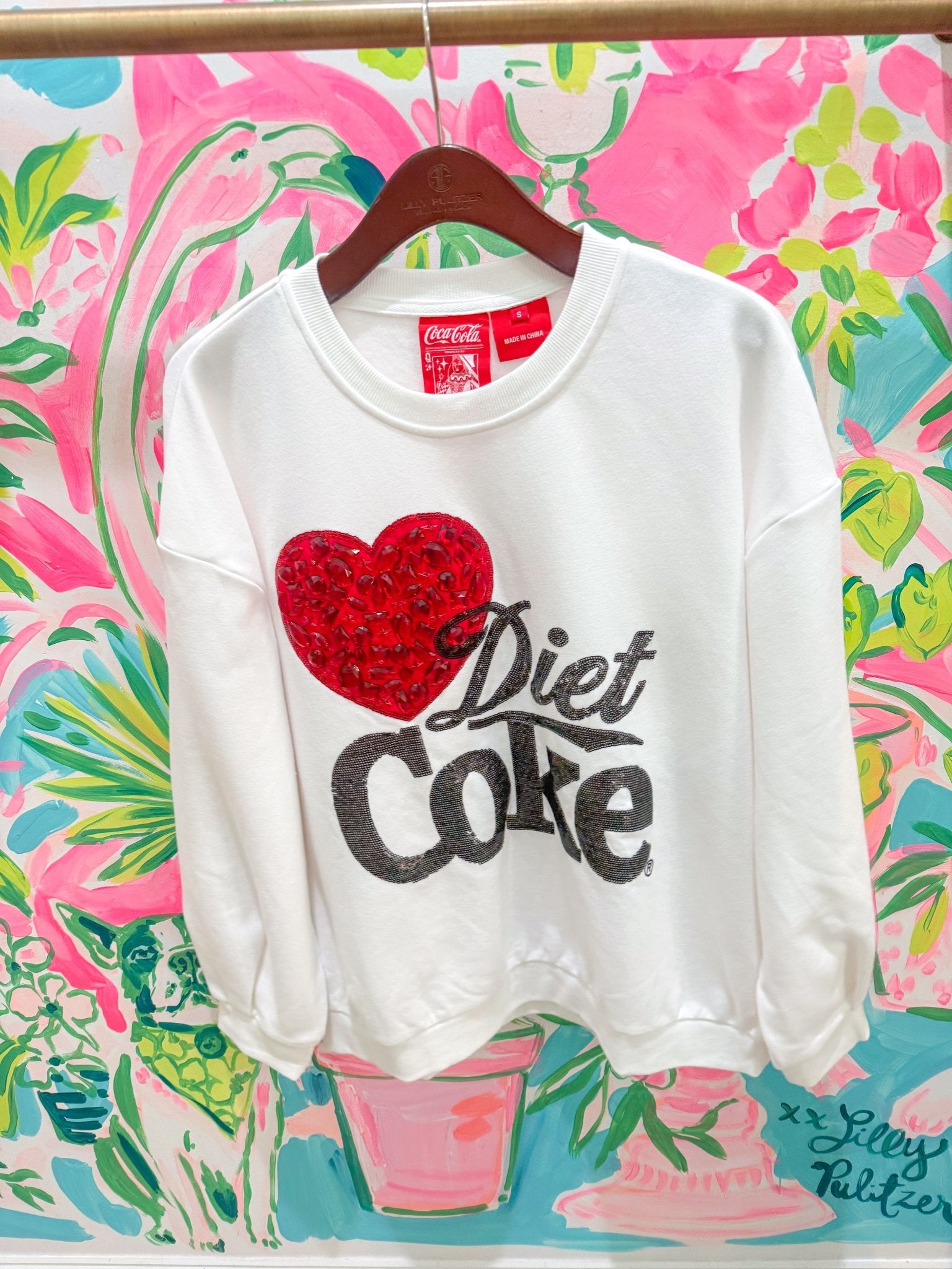 Licensed White 'I Love Diet Coke' SweatshirtQueen of SparklesThe Printed Peach Savannah