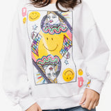 Licensed White Smiley Queen Card SweatshirtLILLY PULITZERThe Printed Peach Savannah