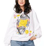 Licensed White Smiley Queen Card SweatshirtWomen - Tops - Sweatshirts & PopoversQueen of SparklesThe Printed Peach Savannah