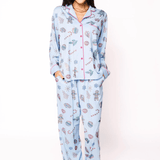 Light Blue Multi Christmas Icon Long Sleeve PJ Top and Pants SetWomen - Pajama PartyQueen of SparklesThe Printed Peach Savannah