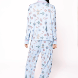 Light Blue Multi Christmas Icon Long Sleeve PJ Top and Pants SetWomen - Pajama PartyQueen of SparklesThe Printed Peach Savannah