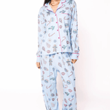 Light Blue Multi Christmas Icon Long Sleeve PJ Top and Pants SetWomen - Pajama PartyQueen of SparklesThe Printed Peach Savannah