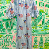 Light Blue & White Striped American Flag Cotton Button Up Midi DressQueen of SparklesThe Printed Peach Savannah