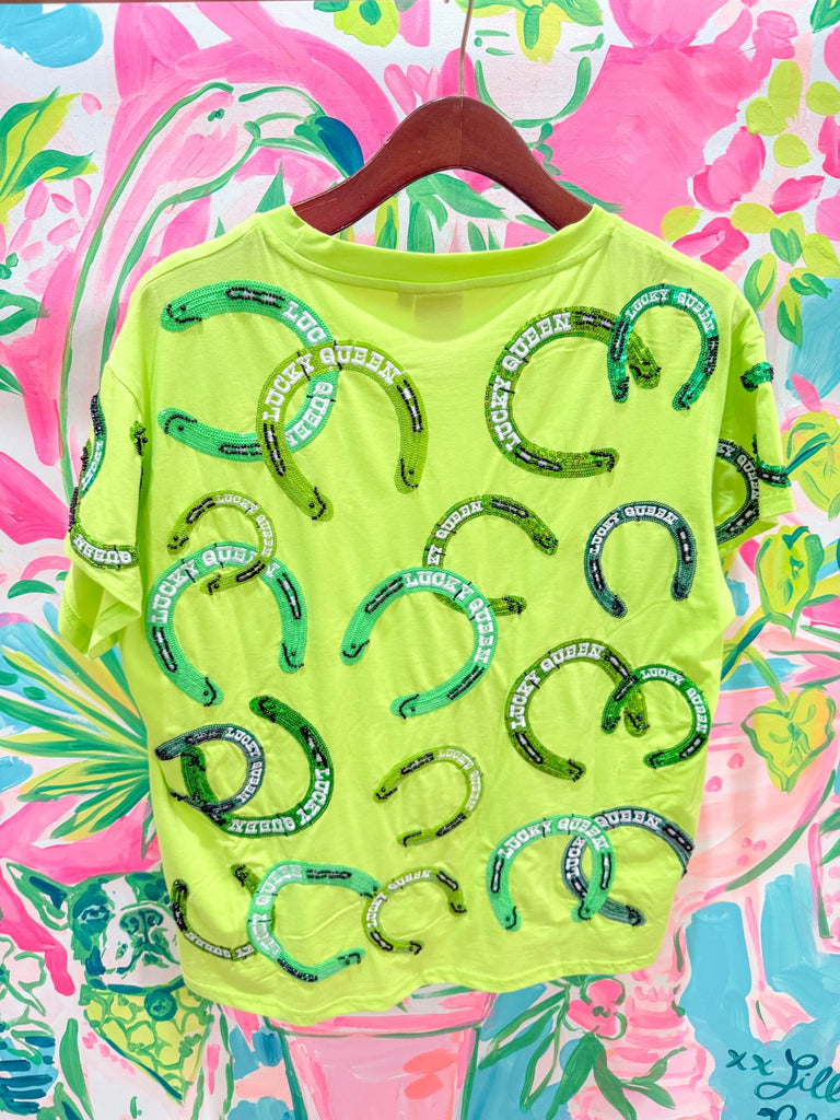 Light Green 'Lucky Queen' Horse Shoe TeeHeartland Retail ItemsQueen of SparklesThe Printed Peach Savannah