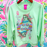 Light Green Queen of the Sea Card Logo SweatshirtQueen of SparklesThe Printed Peach Savannah