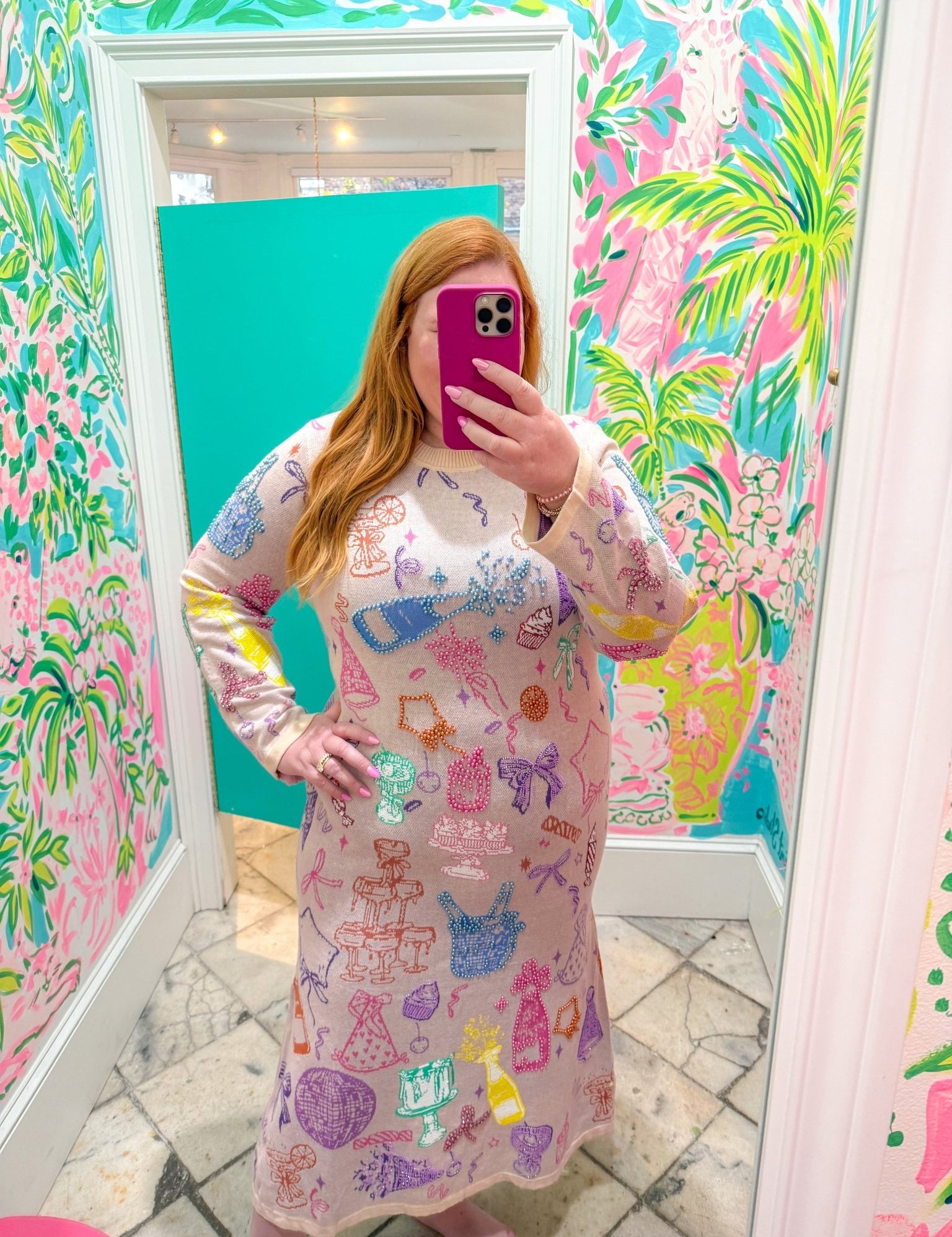 Light Pink Birthday Icon Knit DressQueen of SparklesThe Printed Peach Savannah