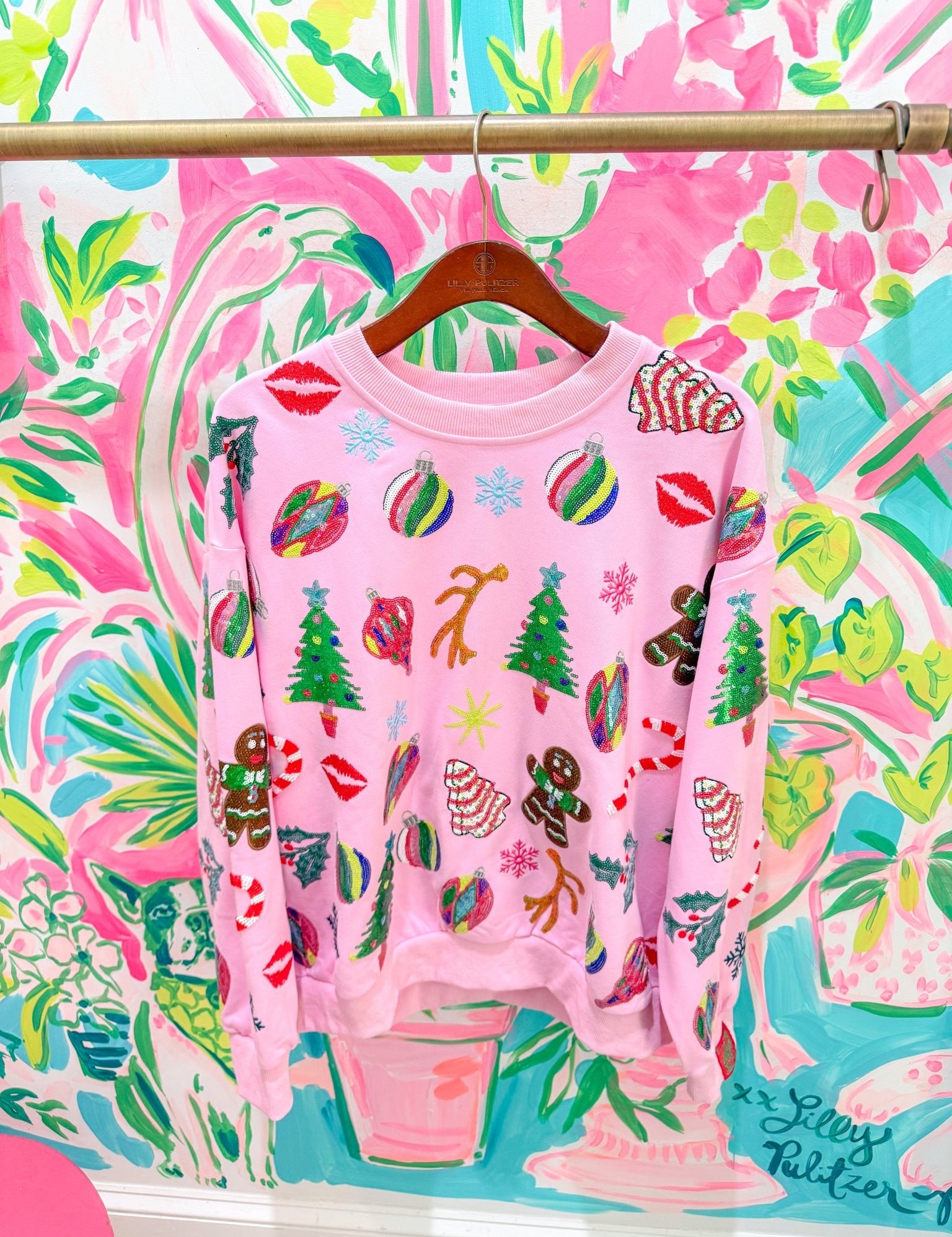 Light Pink Christmas Icons SweatshirtQueen of SparklesThe Printed Peach Savannah