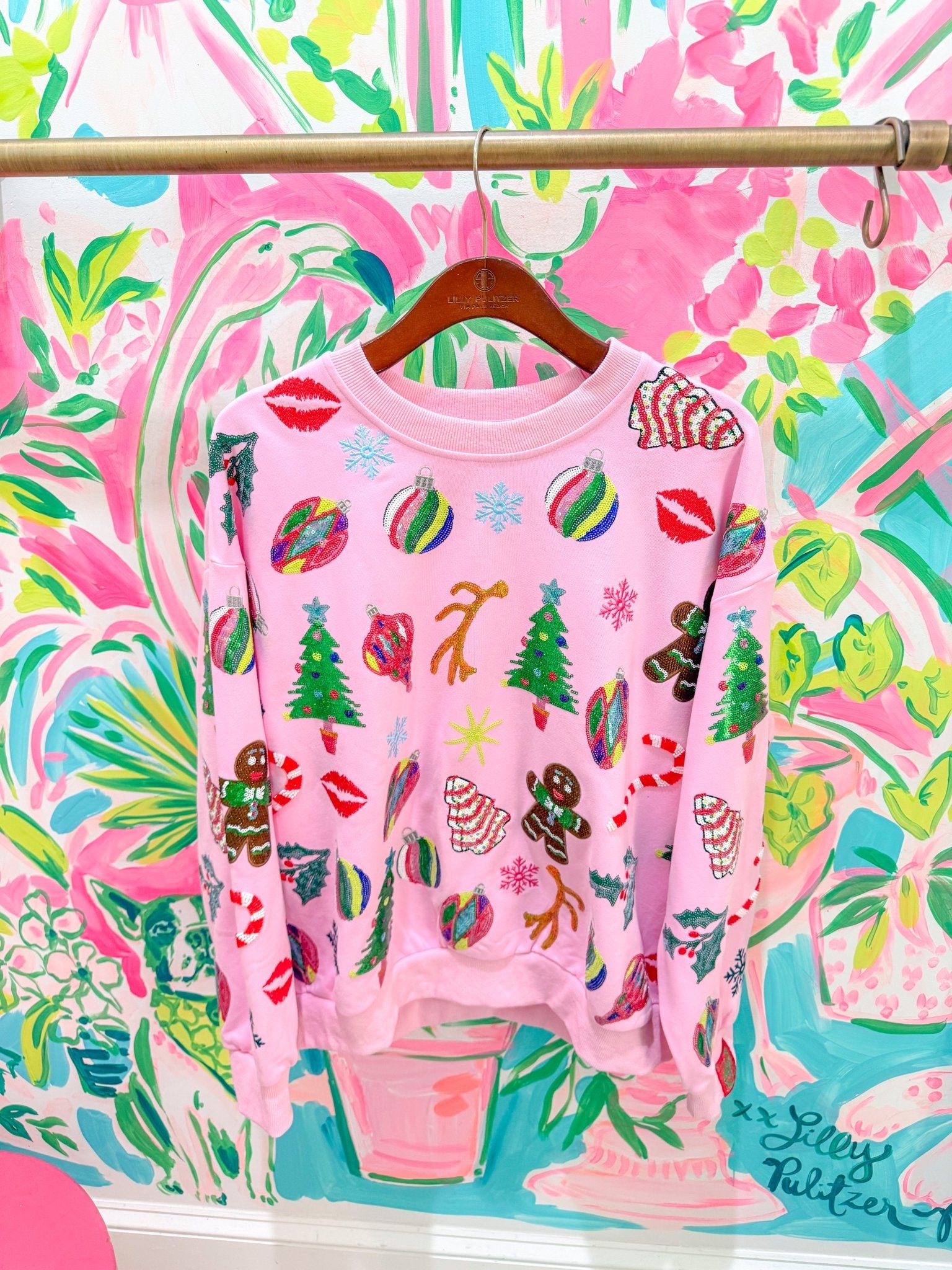 Light Pink Christmas Icons SweatshirtQueen of SparklesThe Printed Peach Savannah