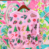 Light Pink Christmas Icons SweatshirtQueen of SparklesThe Printed Peach Savannah