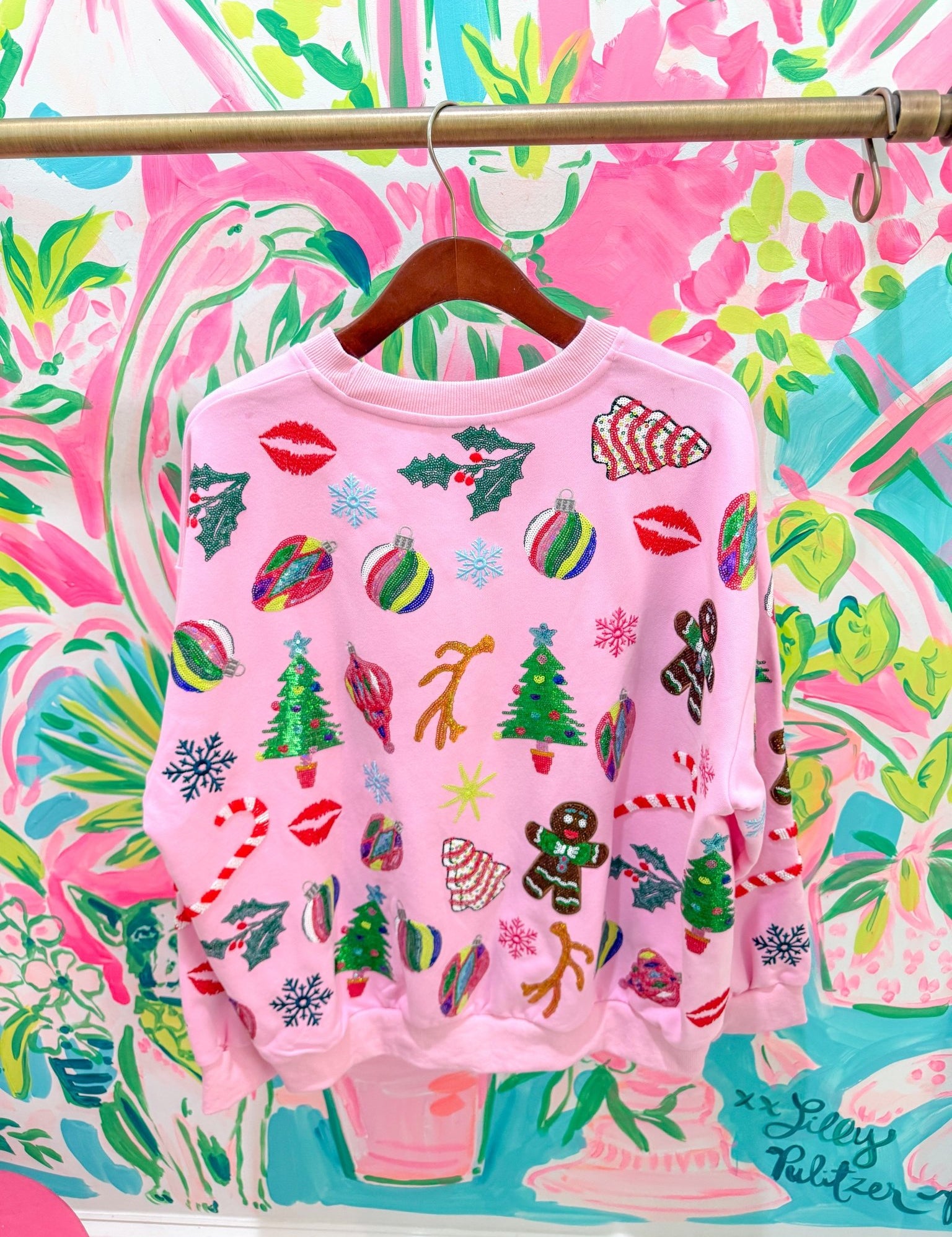 Light Pink Christmas Icons SweatshirtQueen of SparklesThe Printed Peach Savannah