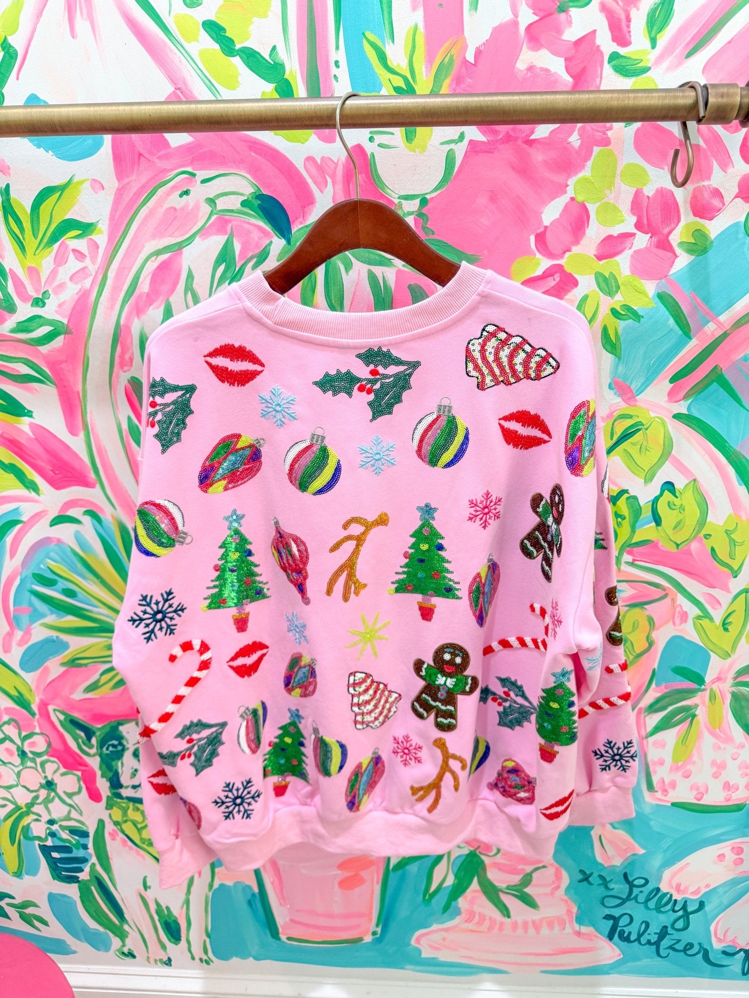 Light Pink Christmas Icons SweatshirtQueen of SparklesThe Printed Peach Savannah