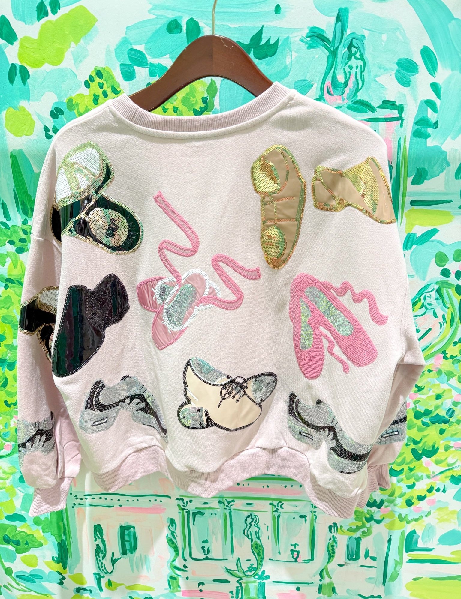 Light Pink Dance Shoes SweatshirtWomens - Tops - CrewnecksQueen of SparklesThe Printed Peach Savannah