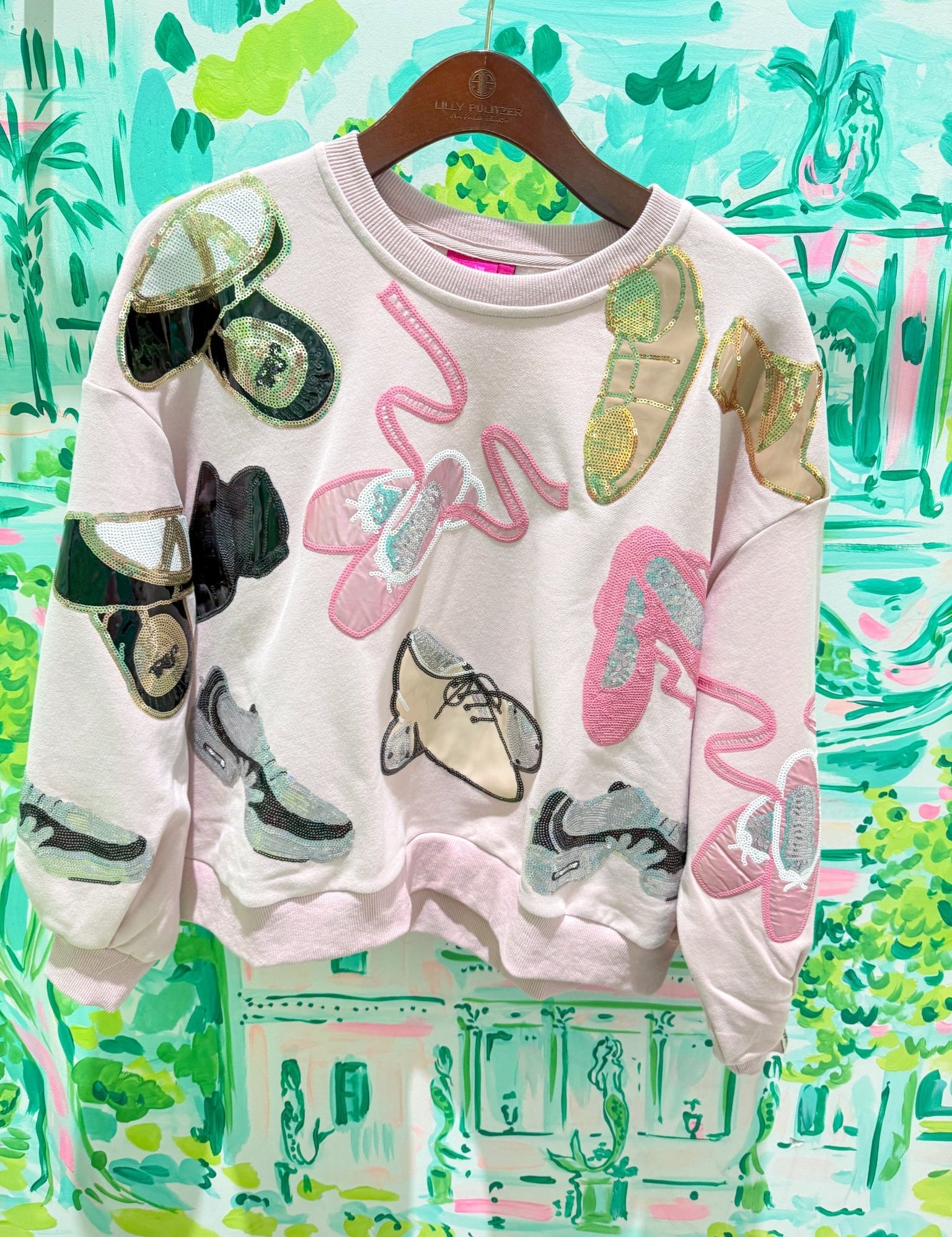 Light Pink Dance Shoes SweatshirtWomens - Tops - CrewnecksQueen of SparklesThe Printed Peach Savannah
