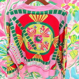Light Pink Multi Mahjong Button Up CardiganQueen of SparklesThe Printed Peach Savannah
